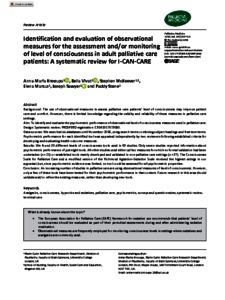 Identification And Evaluation Of Observational Measures For The Assessment And Or Monitoring Of Level Of Consciousness In Adult Palliative Care Patients A Systematic Review For I Can Care Ucl Discovery