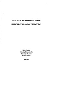 An Edition With Commentary Of Selected Epigrams Of Crinagoras Ucl Discovery