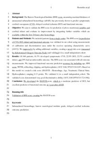 Validation and Optimization of Barrow Neurological Institute Score