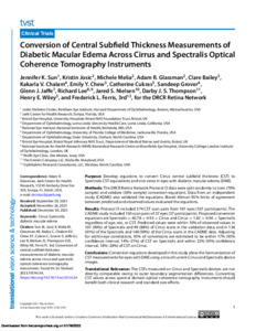 Conversion of Central Subfield Thickness Measurements of Diabetic