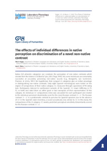 Kogan, The effects of individual differences in native perception on  discrimination of a novel non-native contrast