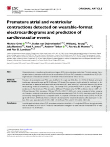 Premature atrial and ventricular contractions detected on wearable